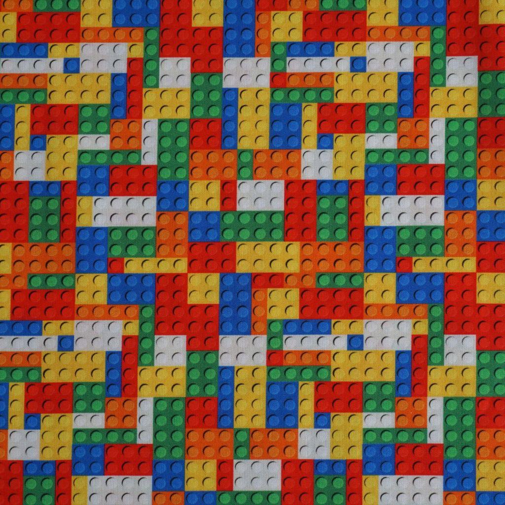 Baumwollstoff Motivdruck Bausteine bunt